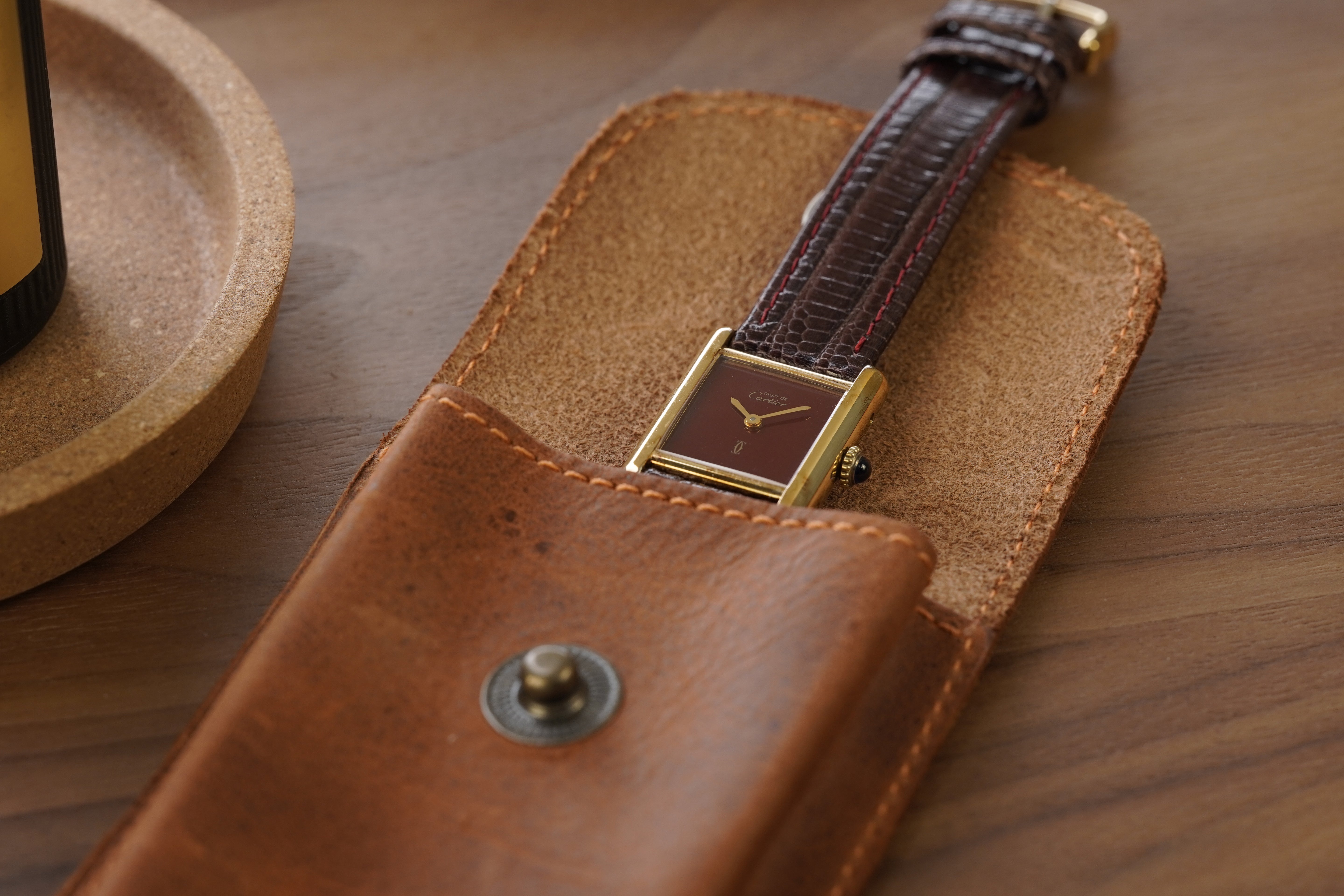 Pochette montre en cuir – Cognac